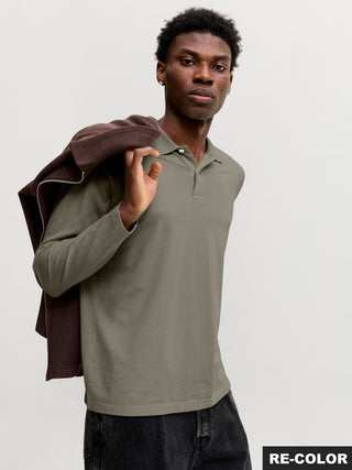 Ανδρική μπλούζα polo JPRKANE POLO LS JACK&JONES 12306293 VETIVER W26/27