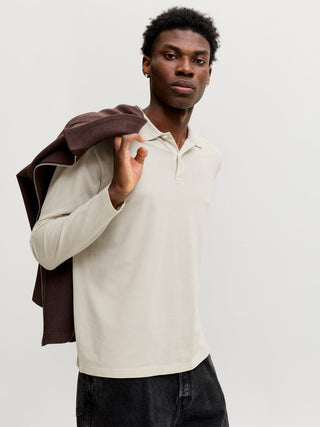 Ανδρική μπλούζα polo JPRKANE POLO LS JACK&JONES 12306293 MOONBEAM W26/27