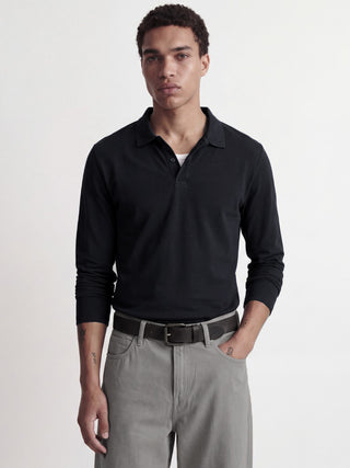 Ανδρική μπλούζα polo JPRKANE POLO LS JACK&JONES 12306293 BLACK W26/27
