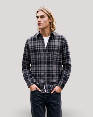 Ανδρικό πουκάμισο JJJAMES FLANNEL SHIRT L/S JACK&JONES 12299163 ASPHALT W26/27