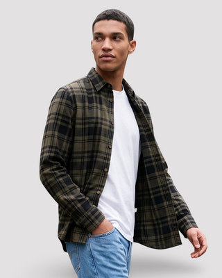 Ανδρικό πουκάμισο JJJAMES FLANNEL SHIRT L/S JACK&JONES 12299163 FOREST NIGHT W26/27