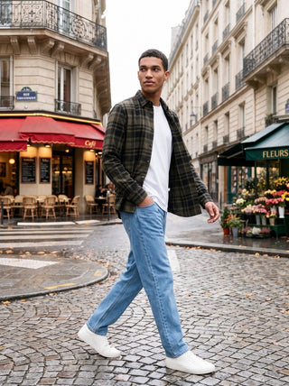 Ανδρικό πουκάμισο JJJAMES FLANNEL SHIRT L/S JACK&JONES 12299163 FOREST NIGHT W26/27