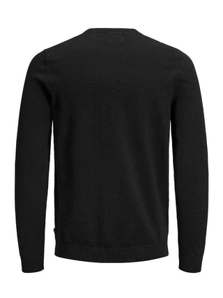 Ανδρικό πλεκτό πουλόβερ JJEBASIC KNIT CREW NECK JACK & JONES 12137190 Black NOOS W24/25