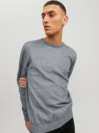 Ανδρικό πλεκτό πουλόβερ JJEBASIC KNIT CREW NECK JACK & JONES 12137190 Navy Blazer NOOS W25/26