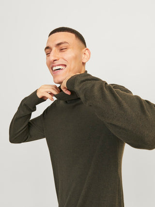 Ανδρικό πλεκτό πουλόβερ JJEEMIL KNIT ROLL NECK Jack & Jones 12157417 Olive Night NOOS W25/26