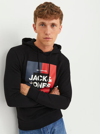 Ανδρικό φούτερ με κουκούλα JJOSCAR SWEAT HOOD JACK & JONES 12235248 Black W 23/24