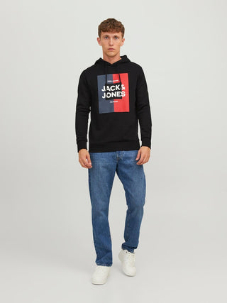 Ανδρικό φούτερ με κουκούλα JJOSCAR SWEAT HOOD JACK & JONES 12235248 Black W 23/24