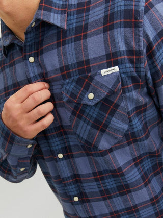 Ανδρικό πουκάμισο καρό JJSHERIDAN FALL CHECK SHIRT JACK & JONES 12238027 Vintage Indigo W 23/24