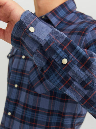 Ανδρικό πουκάμισο καρό JJSHERIDAN FALL CHECK SHIRT JACK & JONES 12238027 Vintage Indigo W 23/24