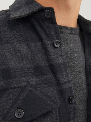 Ανδρικό Overshirt JPRROY CHECK OVERSHIRT JACK & JONES 12241533 Dark Grey Melange W 23/24