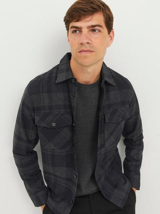 Ανδρικό Overshirt JPRROY CHECK OVERSHIRT JACK & JONES 12241533 Dark Grey Melange W 23/24