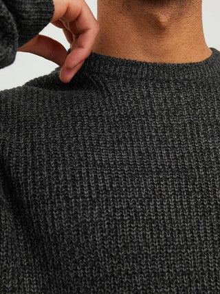 Ανδρικό πλεκτό πουλόβερ JCOTWIST STRIPED KNIT CREW NECK JACK & JONES 12243000 Black W 23/24