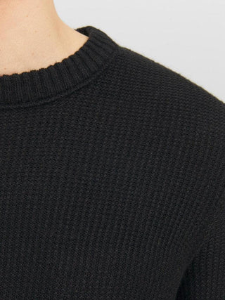 Ανδρικό πλεκτό πουλόβερ JORKYLE KNIT CREW NECK JACK & JONES 12243116 Black W 23/24