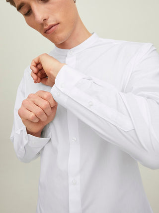 Ανδρικό πουκάμισο JJJOE SHIRT LS PLAIN MAO JACK & JONES 12205921 White SS26