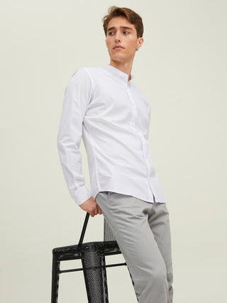 Ανδρικό πουκάμισο JJJOE SHIRT LS PLAIN MAO JACK & JONES 12205921 White SS26
