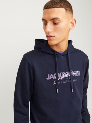 Ανδρικό φούτερ με κουκούλα JJALVIS SWEAT HOOD JACK & JONES 12256848 Navy Blazer W24/25