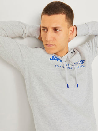 Ανδρικό φούτερ με κουκούλα JJALVIS SWEAT HOOD JACK & JONES 12256848 White Melange W24/25