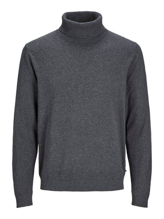 Ανδρικό πλεκτό πουλόβερ ζιβάγκο JJEBASIC KNIT ROLL NECK JACK & JONES 12258051 Dark Grey Melange NOOS W24/25