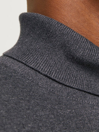 Ανδρικό πλεκτό πουλόβερ ζιβάγκο JJEBASIC KNIT ROLL NECK JACK & JONES 12258051 Dark Grey Melange NOOS W24/25