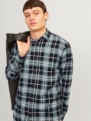 Ανδρικό πουκάμισο JJJOSHUA FALL FLANNEL SHIRT LS JACK & JONES 12258429 Goblin Blue W24/25