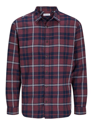 Ανδρικό πουκάμισο JJJOSHUA FALL FLANNEL SHIRT LS JACK & JONES 12258429 Vineyard Wine W24/25