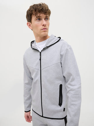 Ανδρική ζακέτα φούτερ με κουκούλα JCOFUSION SWEAT ZIP HOOD Jack & Jones 12260150 Light Grey Melange NOOS W25/26