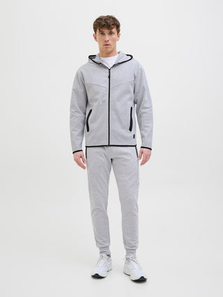 Ανδρική ζακέτα φούτερ με κουκούλα JCOFUSION SWEAT ZIP HOOD Jack & Jones 12260150 Light Grey Melange NOOS W25/26