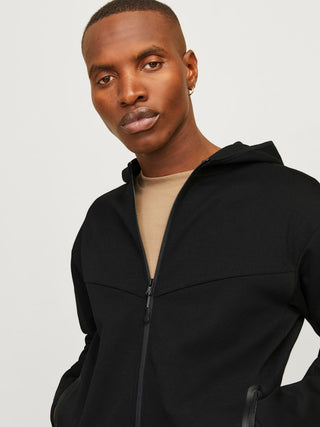Ανδρική ζακέτα φούτερ με κουκούλα JCOFUSION SWEAT ZIP HOOD Jack & Jones 12260150 Black NOOS W25/26