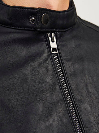 Ανδρικό biker jacket JJEDYLAN CLEAN PU JACKET JACK & JONES 12261195 Black NOOS W24/25