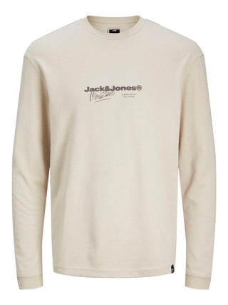 Ανδρική μακρυμάνικη μπλούζα JCOCHARLIE BRANDING TEE LS CREW NECK JACK & JONES 12265426 Moonbeam W24/25