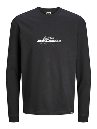 Ανδρική μακρυμάνικη μπλούζα JCOCHARLIE BRANDING TEE LS CREW NECK JACK & JONES 12265426 Black W24/25