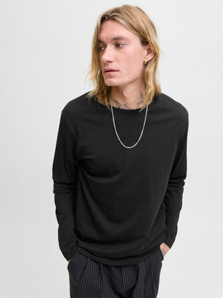 Ανδρική μακρυμάνικη μπλούζα JJEORGANIC BASIC TEE LS O-NECK Jack & Jones 12279538 Black NOOS W25/26