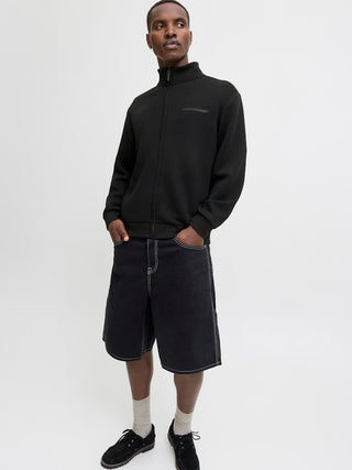 Ανδρική ζακέτα φούτερ JCOFUSION SCUBA SWEAT ZIP HIGH NECK Jack & Jones 12282703 Black NOOS W25/26