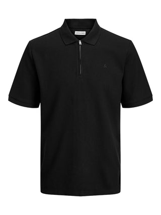 Ανδρική μπλούζα polo κοντομάνικη JJEAUSTIN ZIP POLO SS plus size Jack & Jones 12284618 Black NOOS SS26