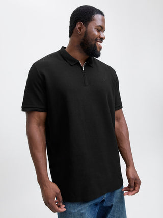Ανδρική μπλούζα polo κοντομάνικη JJEAUSTIN ZIP POLO SS plus size Jack & Jones 12284618 Black NOOS SS26
