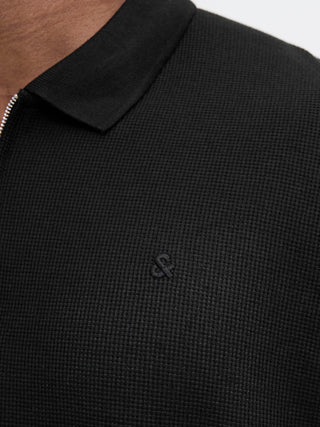 Ανδρική μπλούζα polo κοντομάνικη JJEAUSTIN ZIP POLO SS plus size Jack & Jones 12284618 Black NOOS SS26