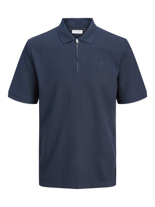 Ανδρική μπλούζα polo κοντομάνικη JJEAUSTIN ZIP POLO SS plus size Jack & Jones 12284618 Navy Blazer NOOS SS26