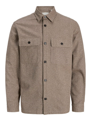 Ανδρικό Overshirt JPRRAYLE MELANGE SOLID L/S OVERSHIRT SN Jack & Jones 12286840 Brindle W25/26