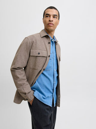 Ανδρικό Overshirt JPRRAYLE MELANGE SOLID L/S OVERSHIRT SN Jack & Jones 12286840 Brindle W25/26
