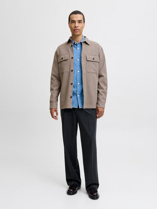 Ανδρικό Overshirt JPRRAYLE MELANGE SOLID L/S OVERSHIRT SN Jack & Jones 12286840 Brindle W25/26