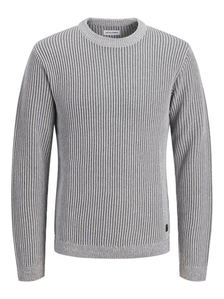 Ανδρικό πλεκτό πουλόβερ JJEDOVER KNIT CREW NECK SN Jack & Jones 12278816 Light Grey Melange W25/26