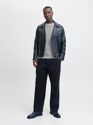 Ανδρικό πλεκτό πουλόβερ JJEDOVER KNIT CREW NECK SN Jack & Jones 12278816 Light Grey Melange W25/26