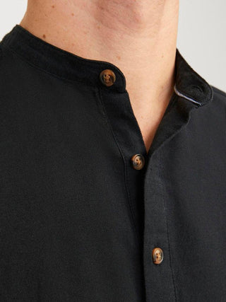 Ανδρικό πουκάμισο Comfort Fit 44% Cotton, 30% Recycled Cotton, 26% Linen  JJESUMMER TUNIC LINEN BLEND SHIRT LS SN JACK & JONES 12248410 Black S 24