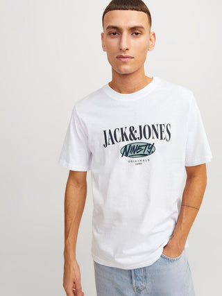 Ανδρικό t-shirt με στάμπα JORCOBIN TEE SS CREW NECK LN JACK & JONES 12250411 Bright White S 24