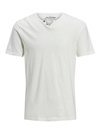 Ανδρική μπλούζα κοντομάνικη JJESPLIT NECK TEE JACK & JONES 12164972 Cloud Dancer NOOS S23