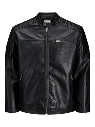 Ανδρικό biker jacket δερματίνη JJEROCKY JACKET plus size JACK & JONES 12172908 Black NOOS S23