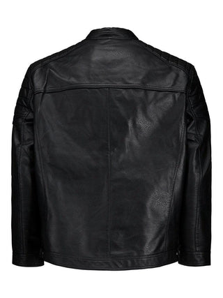 Ανδρικό biker jacket δερματίνη JJEROCKY JACKET plus size JACK & JONES 12172908 Black NOOS S23