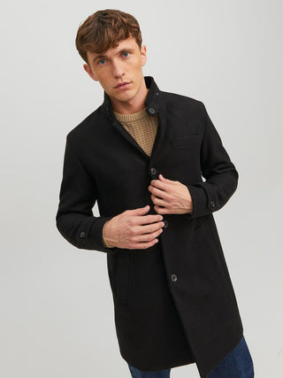 Ανδρικό παλτό JPRBLAMELTON WOOL COAT JACK & JONES 12177644 Black W 23/24