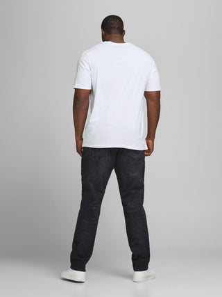 Ανδρικό t-shirt με στάμπα JJECORP LOGO TEE SS CREW NECK plus size JACK & JONES 12184987 White NOOS S23