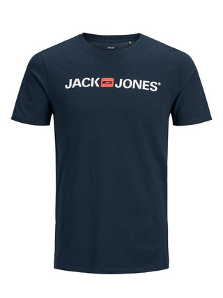 Ανδρικό t-shirt με στάμπα JJECORP LOGO TEE SS CREW NECK plus size JACK & JONES 12184987 Navy Blazer NOOS S23